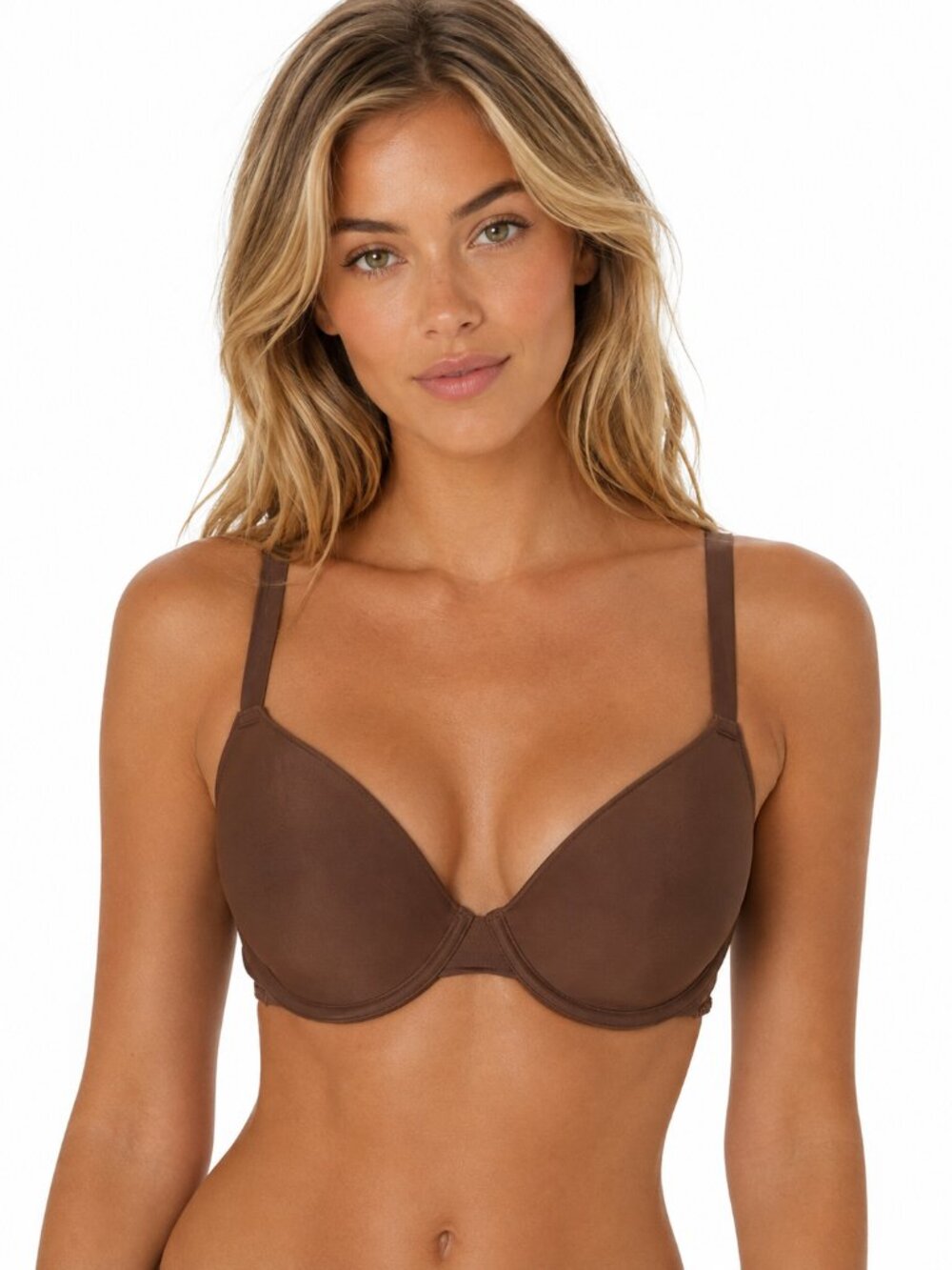 SKIMS Fits Everybody T-Shirt Bra 38C Brown Underwire Demi Lightly Lined